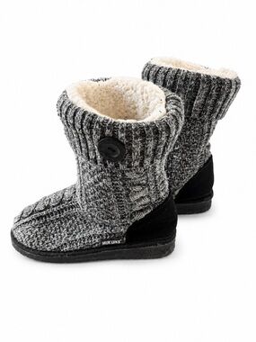 Muk Luks Big Girls Size 6 Black & Grey Knit Button Boots